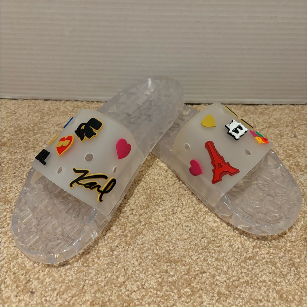 New Karl Lagerfeld clear slides size 8
